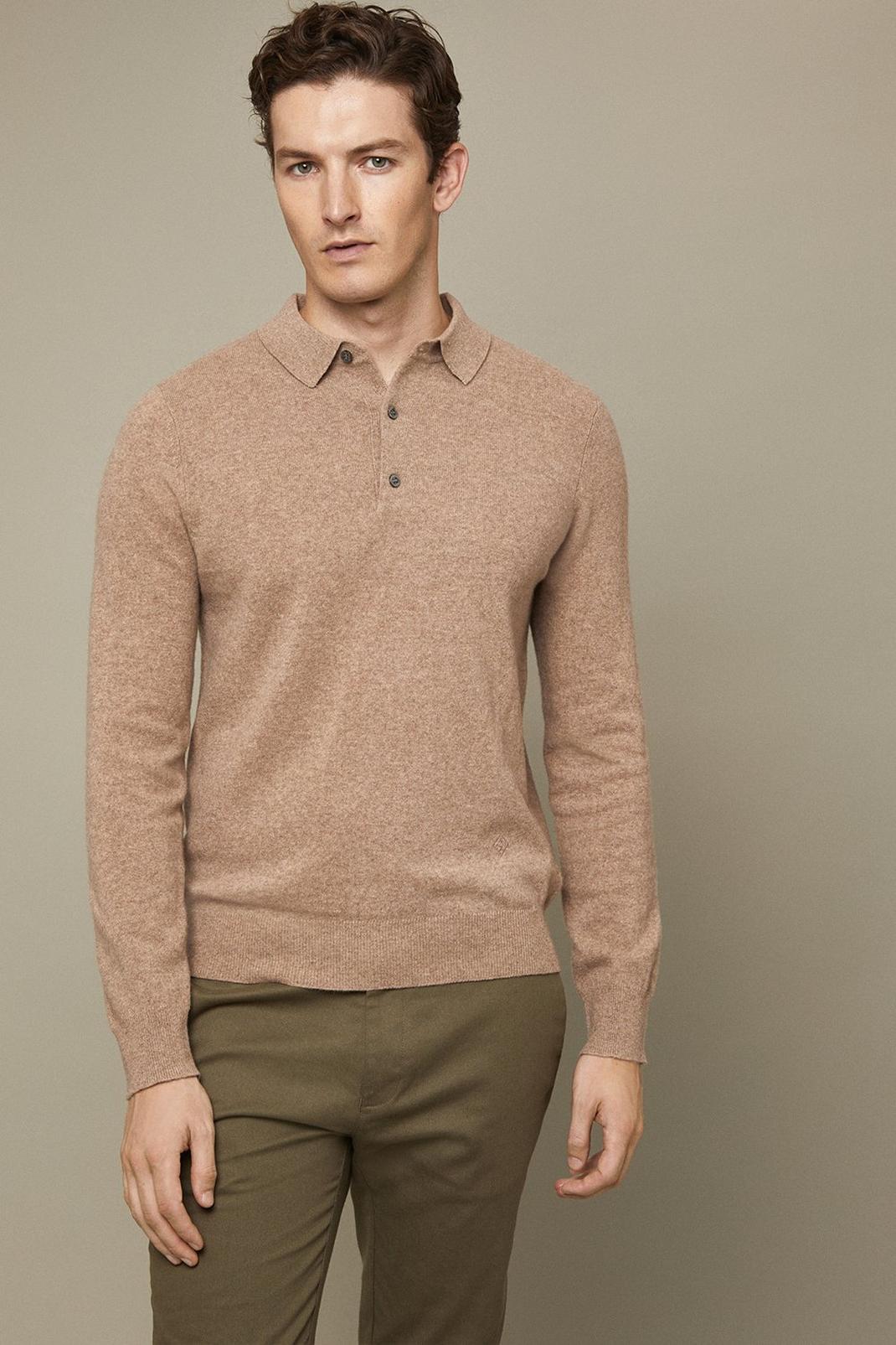 Stone 1904 Wool Cashmere Blend Button Polo Shirt image number 1