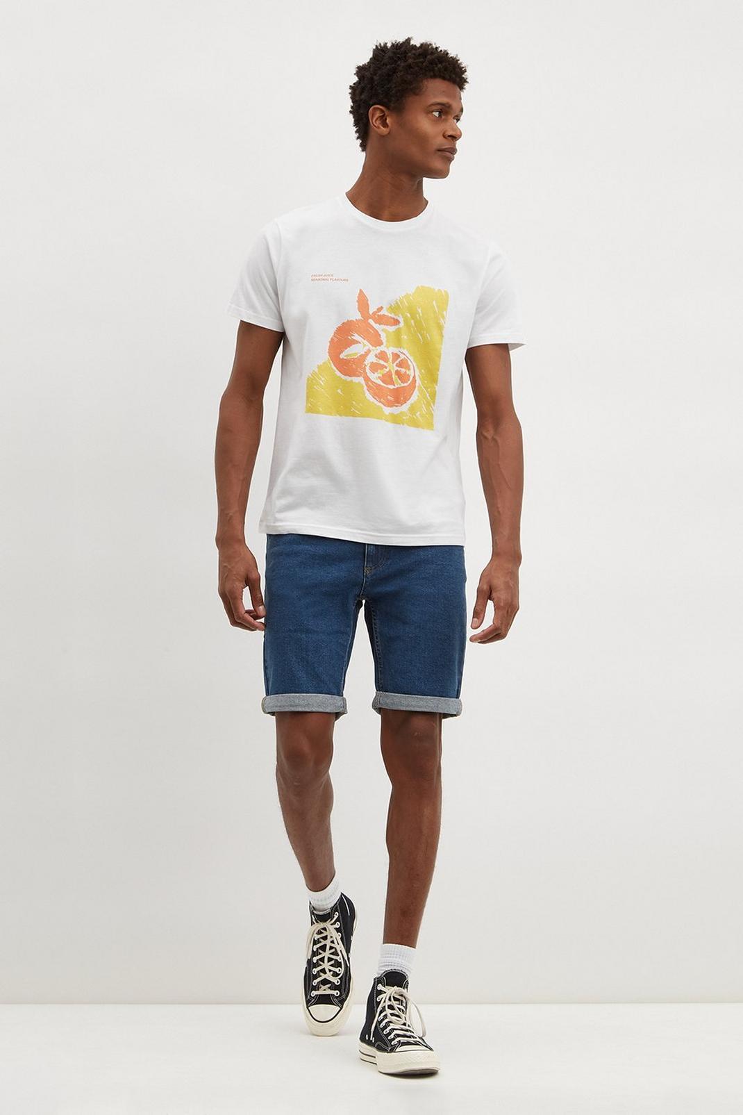 173 White Relaxed Orange Print T-shirt image number 2