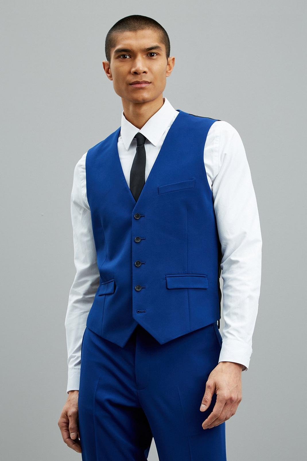 Cobalt Bi - Stretch Skinny Suit Waistcoat image number 1