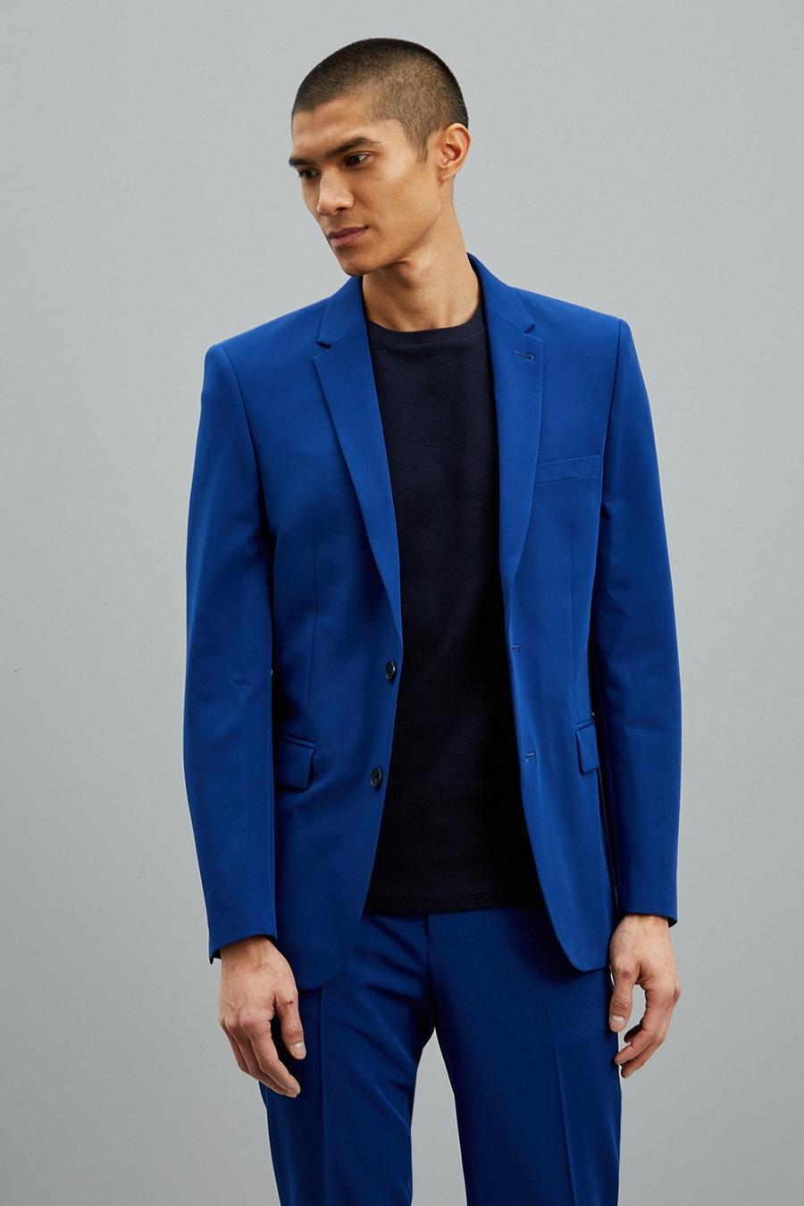 Cobalt Skinny Bi-Stretch Fit Three-Piece Suit
