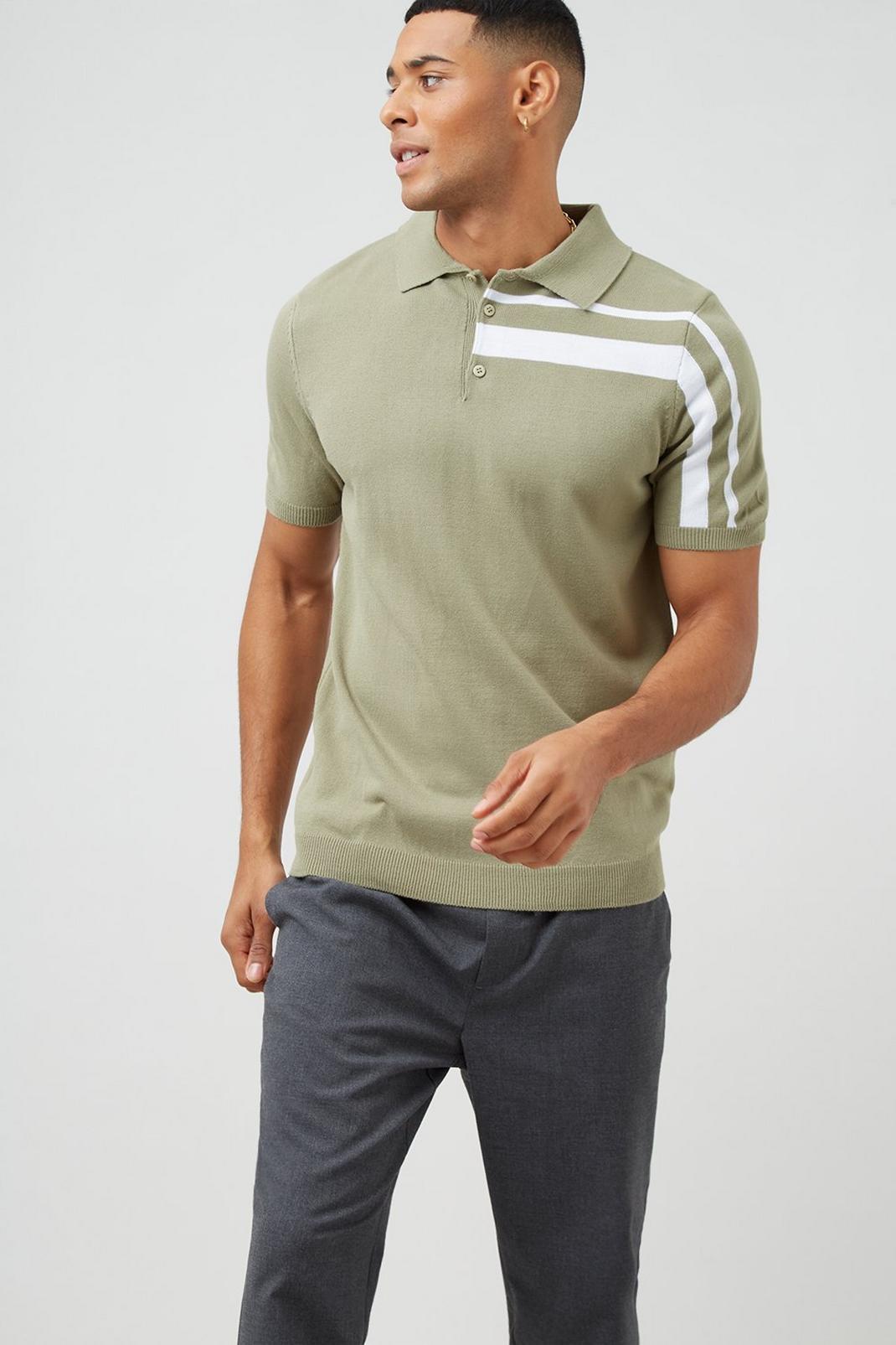739 Short Sleeve Chest Stripe Polo image number 1