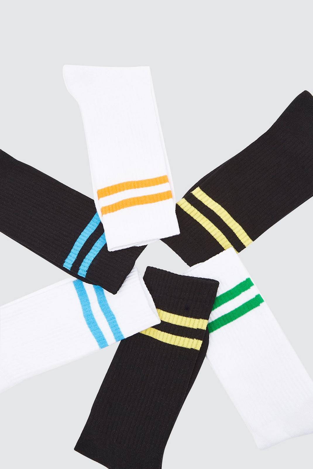 105 6 Pack Double Stripe Crew Socks image number 2