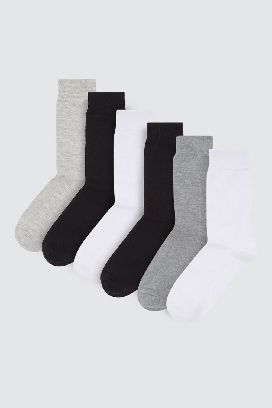 6 Pack Plain Crew Socks