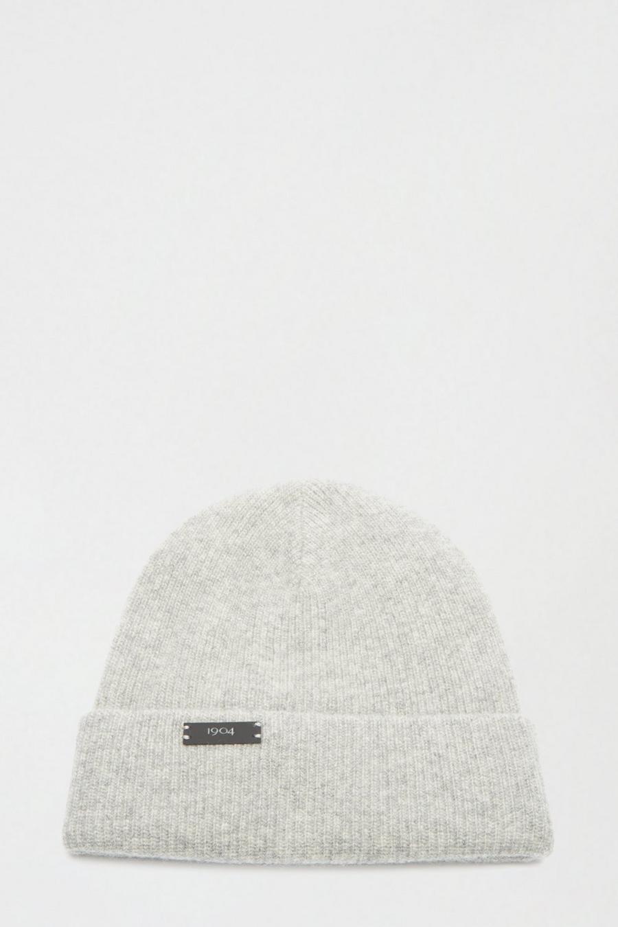 1904 Grey Wool Blend Beanie With Cashmere