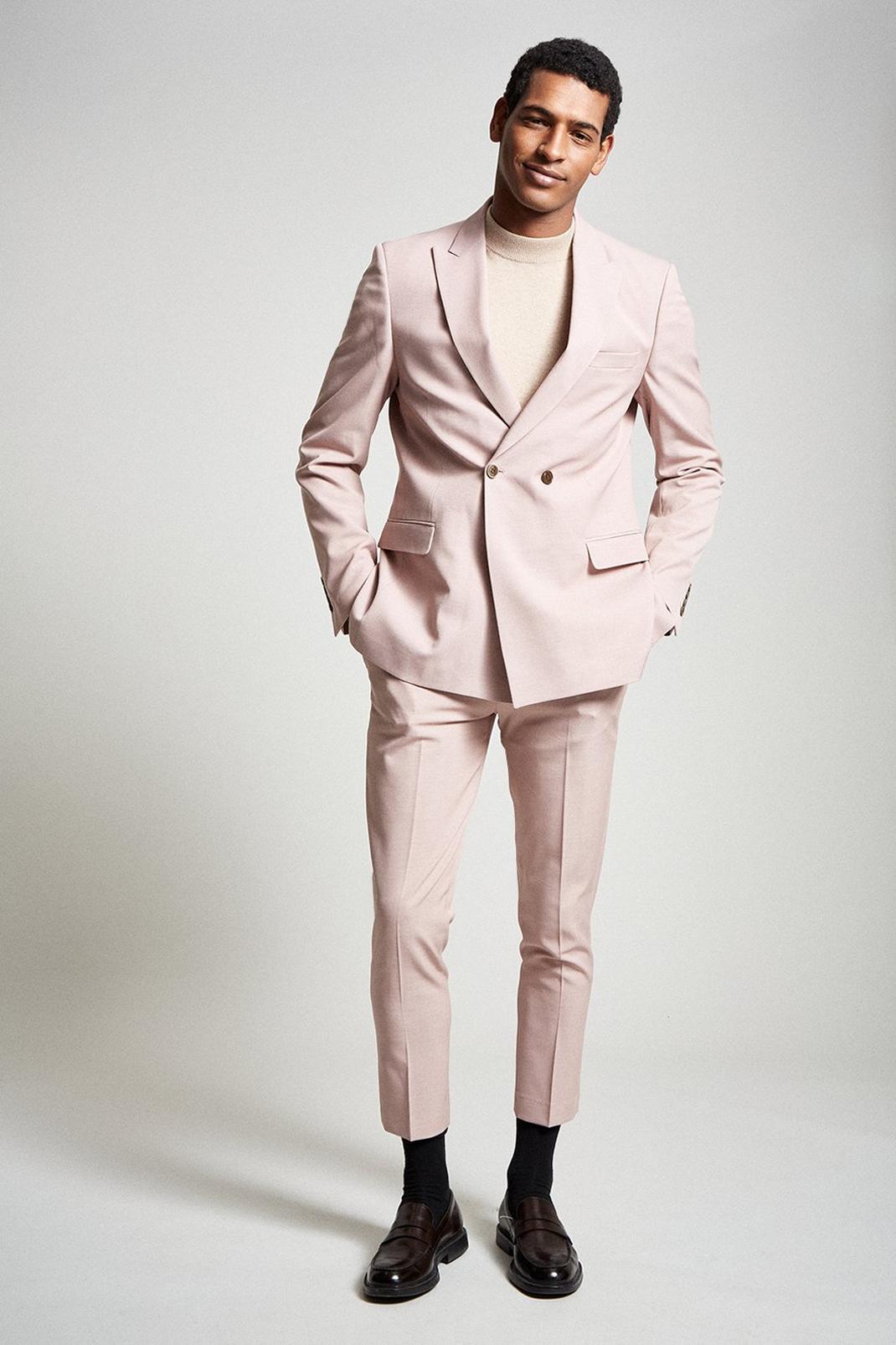 355 Relaxed Fit Pink Stretch Db Suit Jacket image number 1
