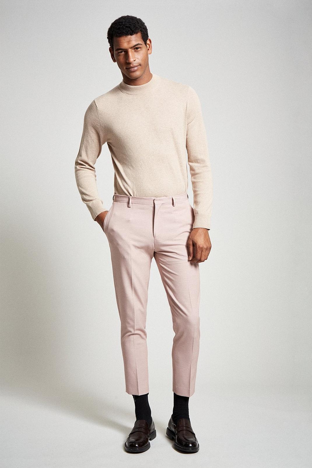 Skinny Crop Stretch Pink Suit Trouser image number 1