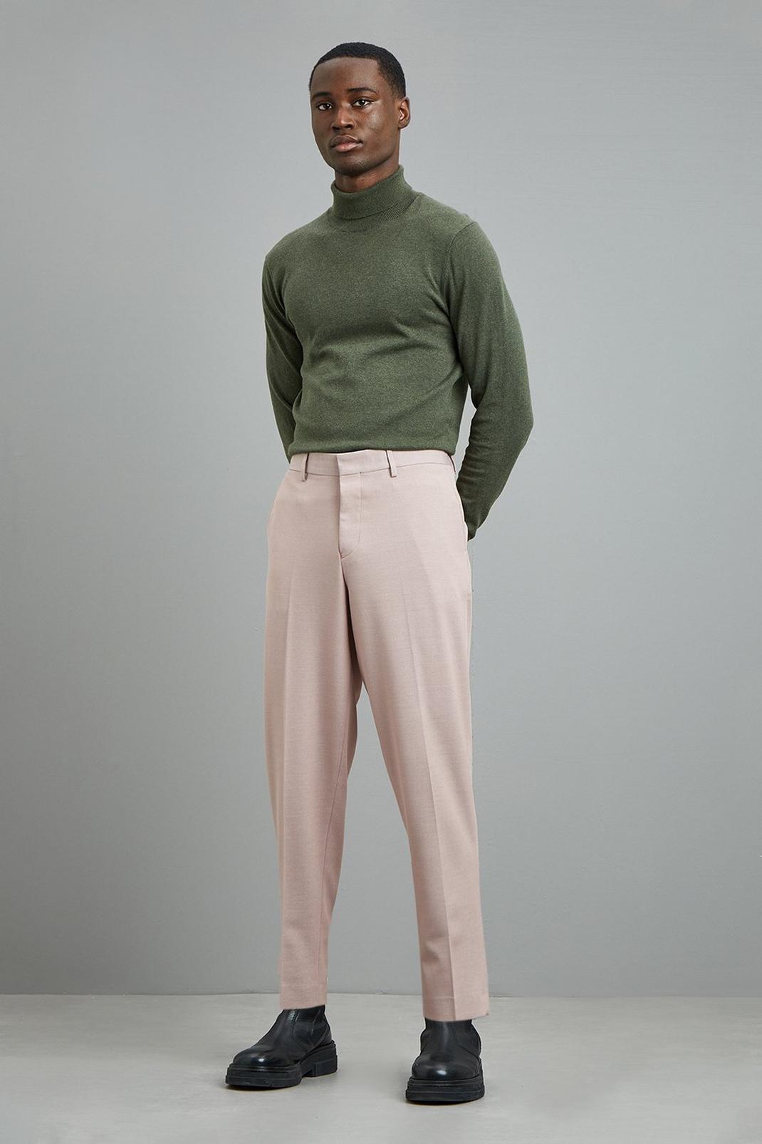 Tapered Crop Stretch Pink Suit Trouser image number 1