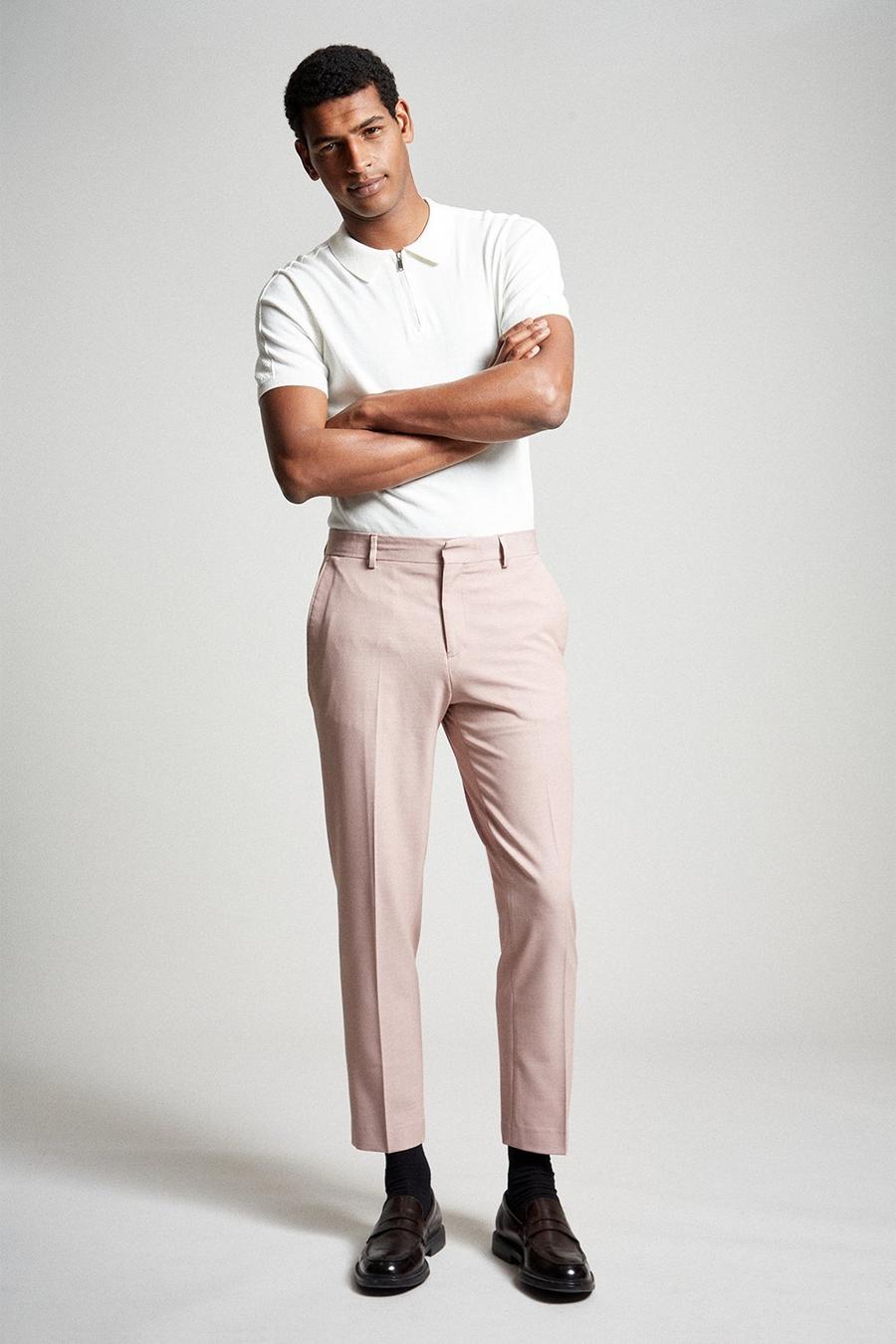 Slim Crop Stretch Pink Trousers
