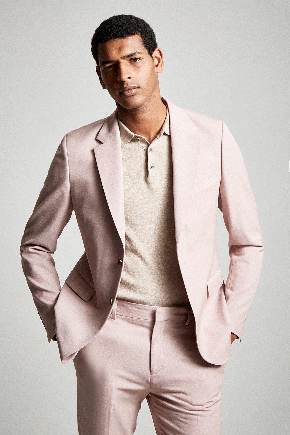 mens slim fit pink blazer