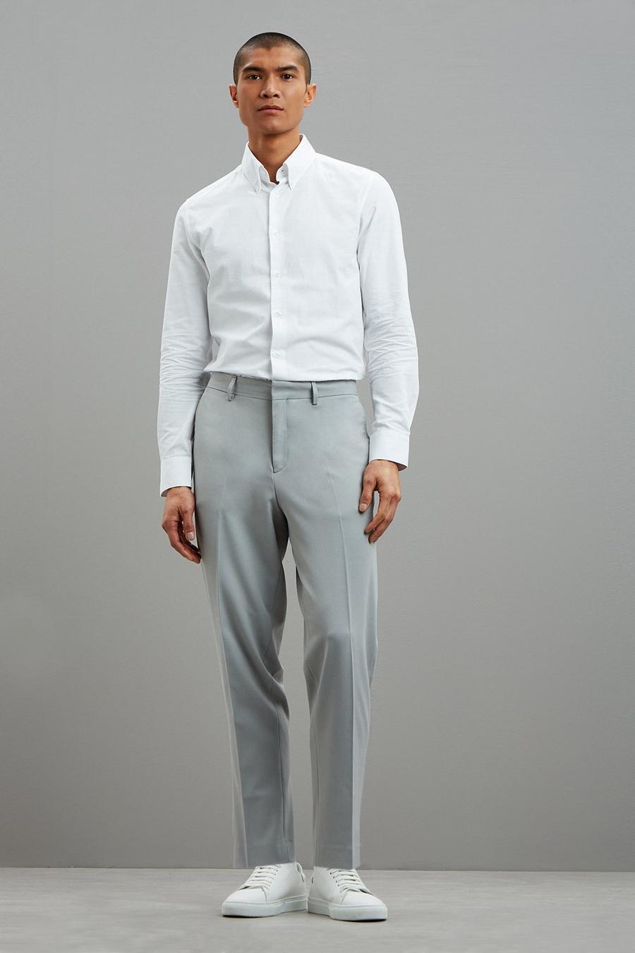 Tapered Crop Stretch Stone Suit Trouser