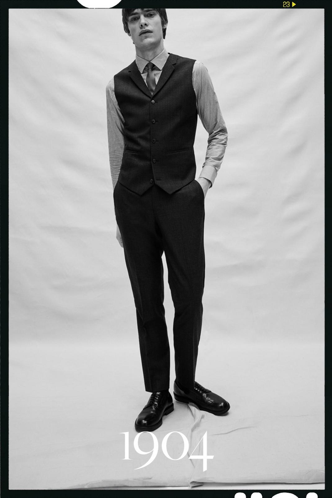 1904 Tailored Fit Charcoal Textured Trouser image number 1