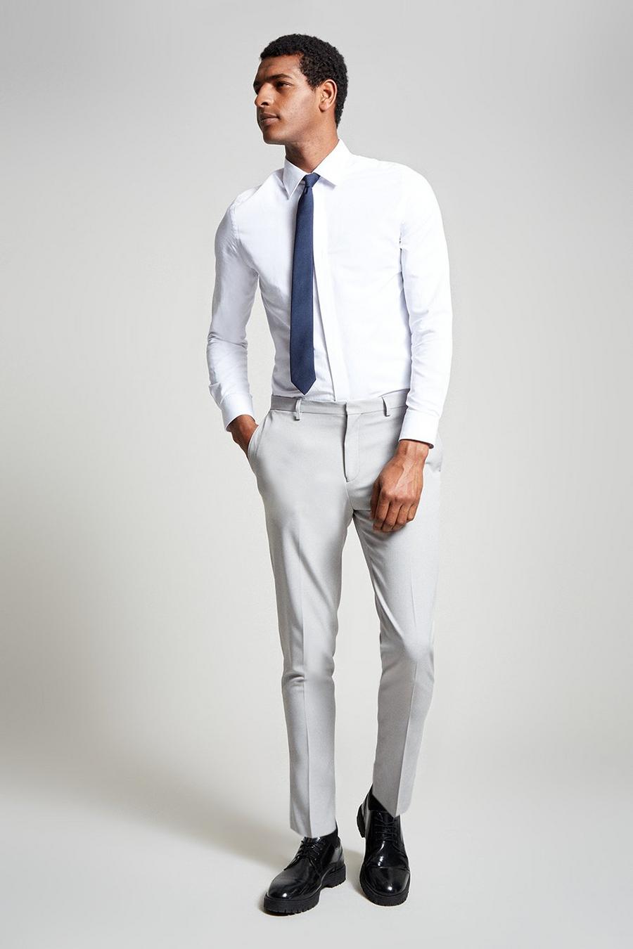 Super Skinny Fit Stone Crop Stretch Suit Trouser