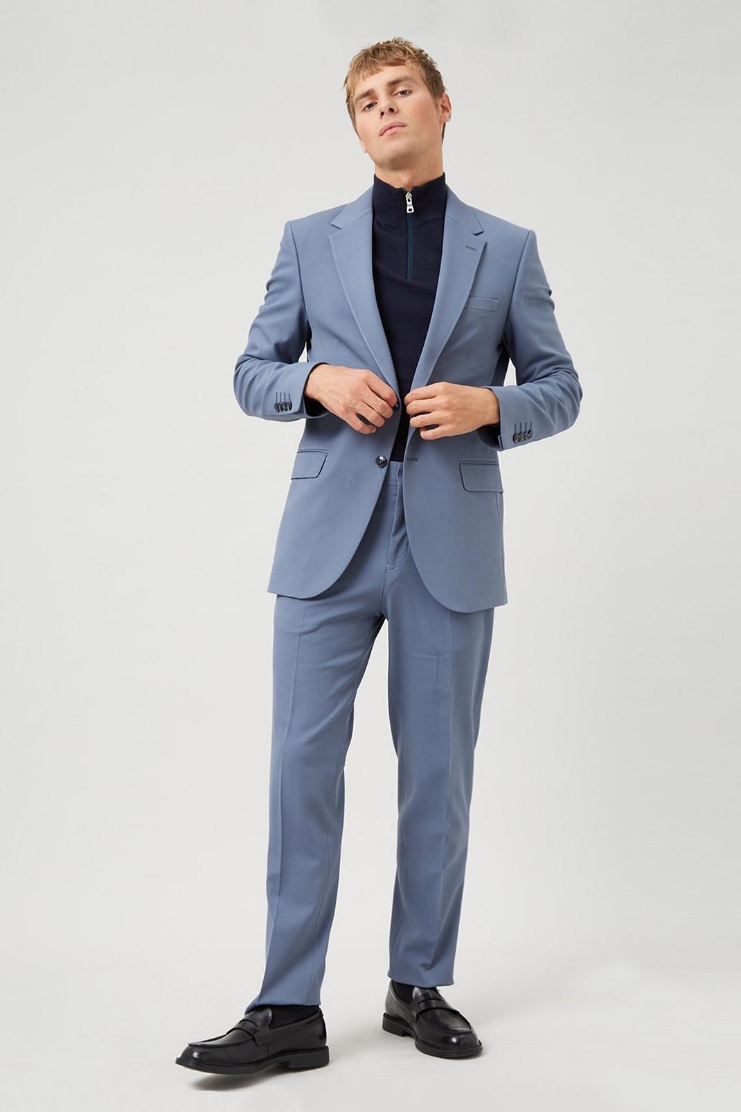 Airforce blue Slim Stretch Blue Suit Trouser image number 1