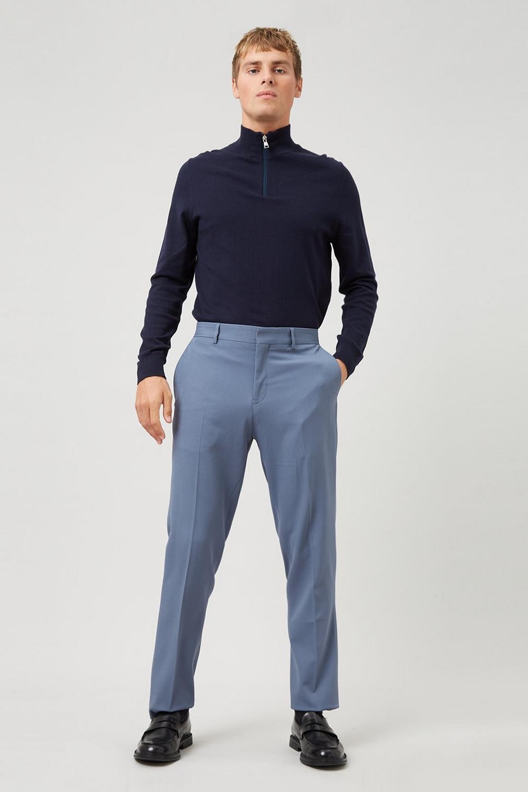 782 Slim Stretch Blue Suit Trouser image number 2