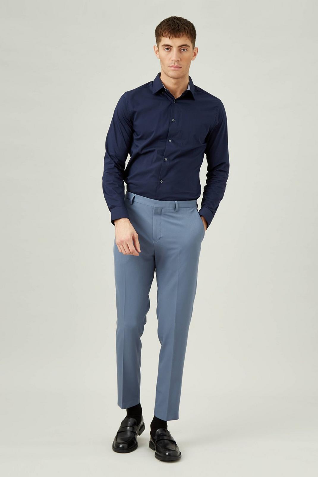 Airforce blue Skinny Fit Stretch Blue Suit Trouser image number 1