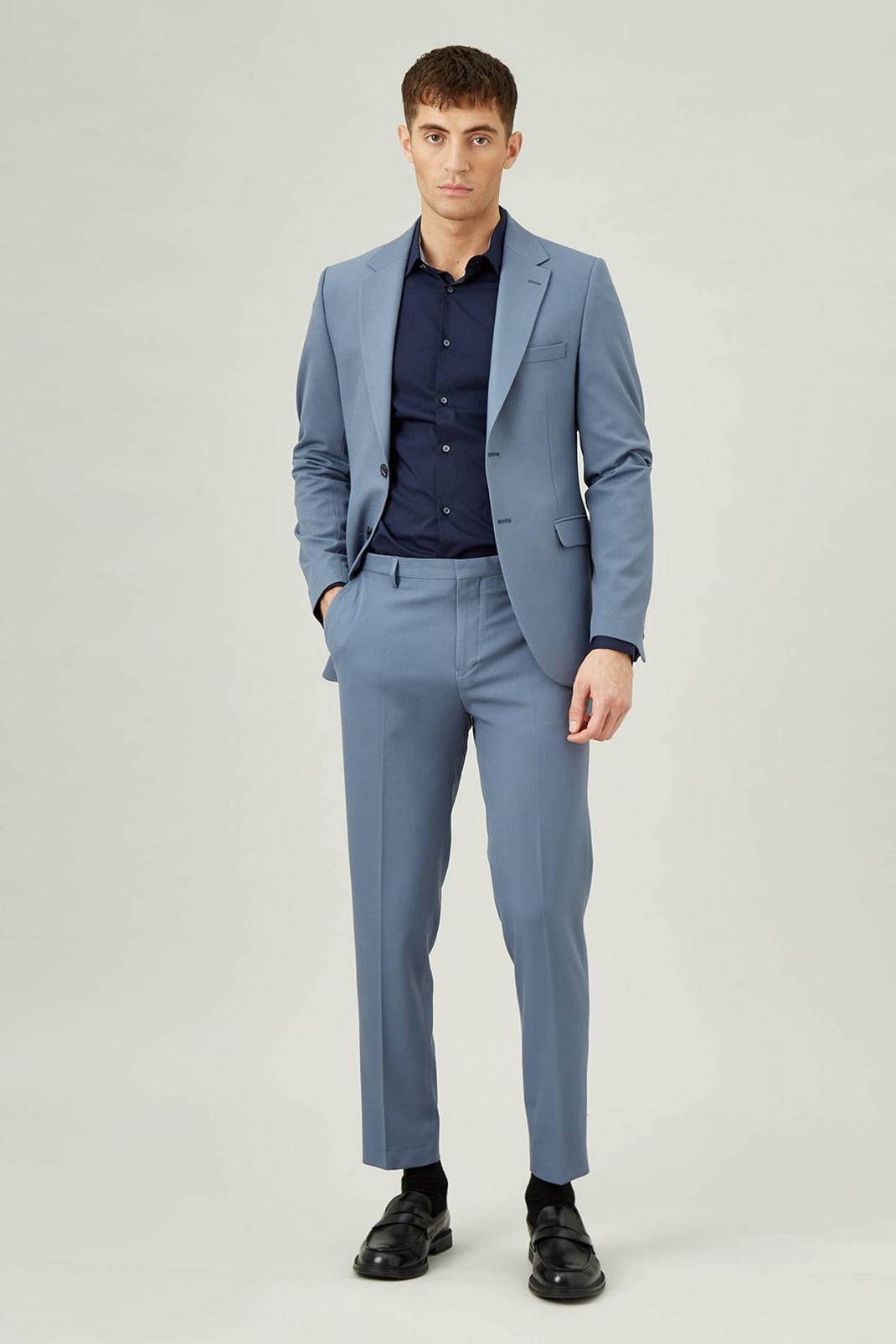 782 Skinny Fit Stretch Blue Suit Trouser image number 2