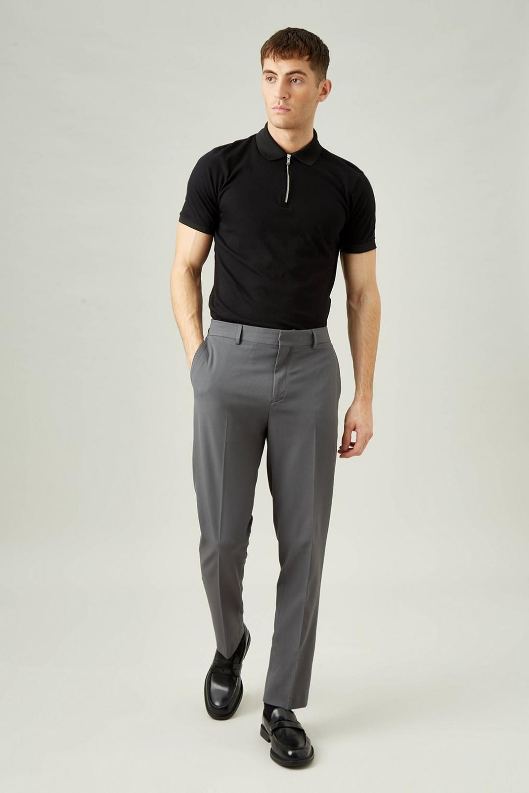 Slim Fit Grey Stretch Trouser image number 1
