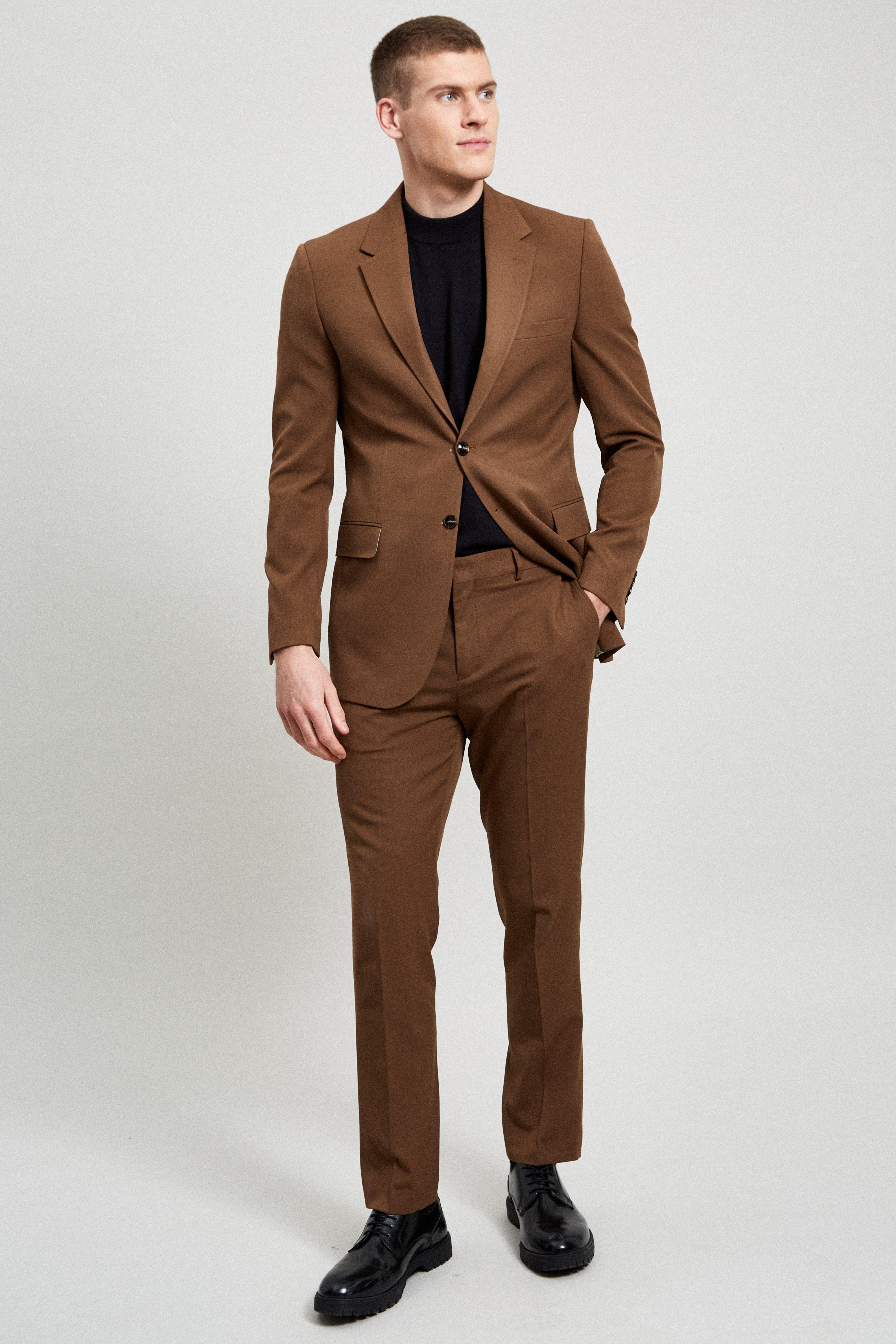 2 piece suit brown