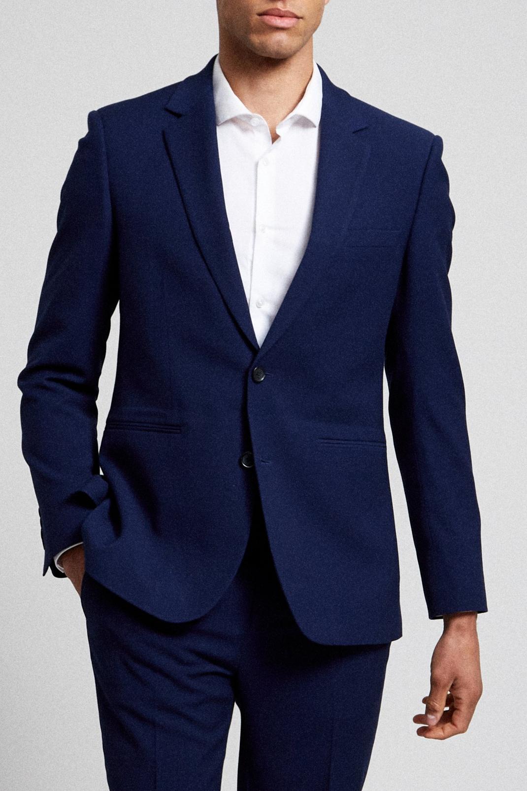 106 Blue Texture Slim Fit Suit Blazer image number 2