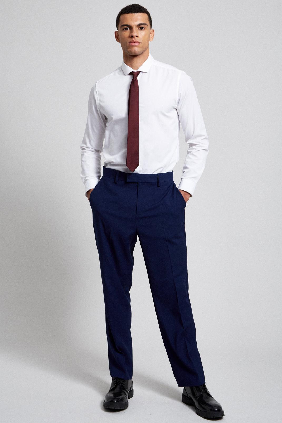 106 Blue Texture Wide Leg Suit Trouser image number 2