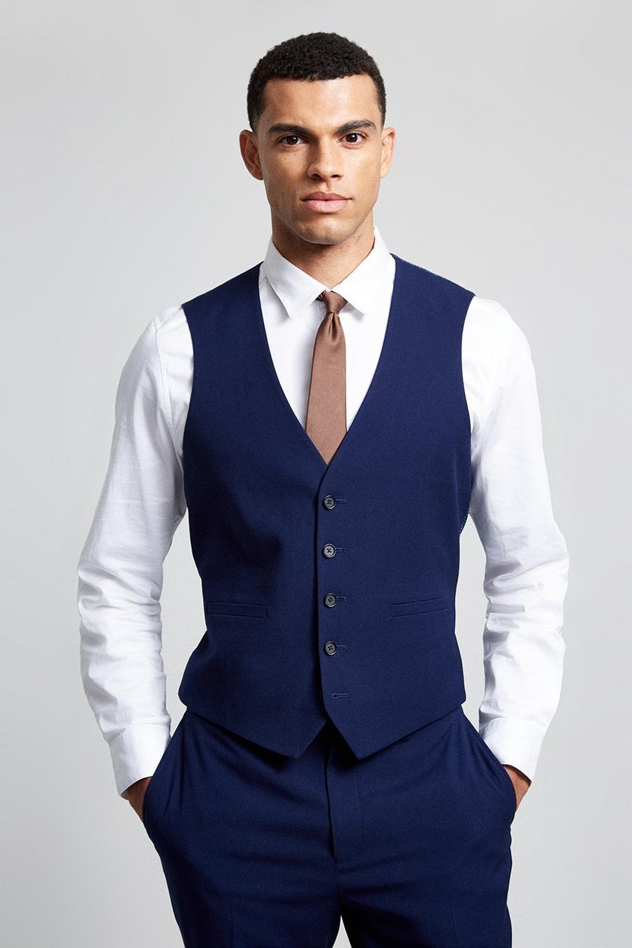 Blue Texture Suit Waistcoat