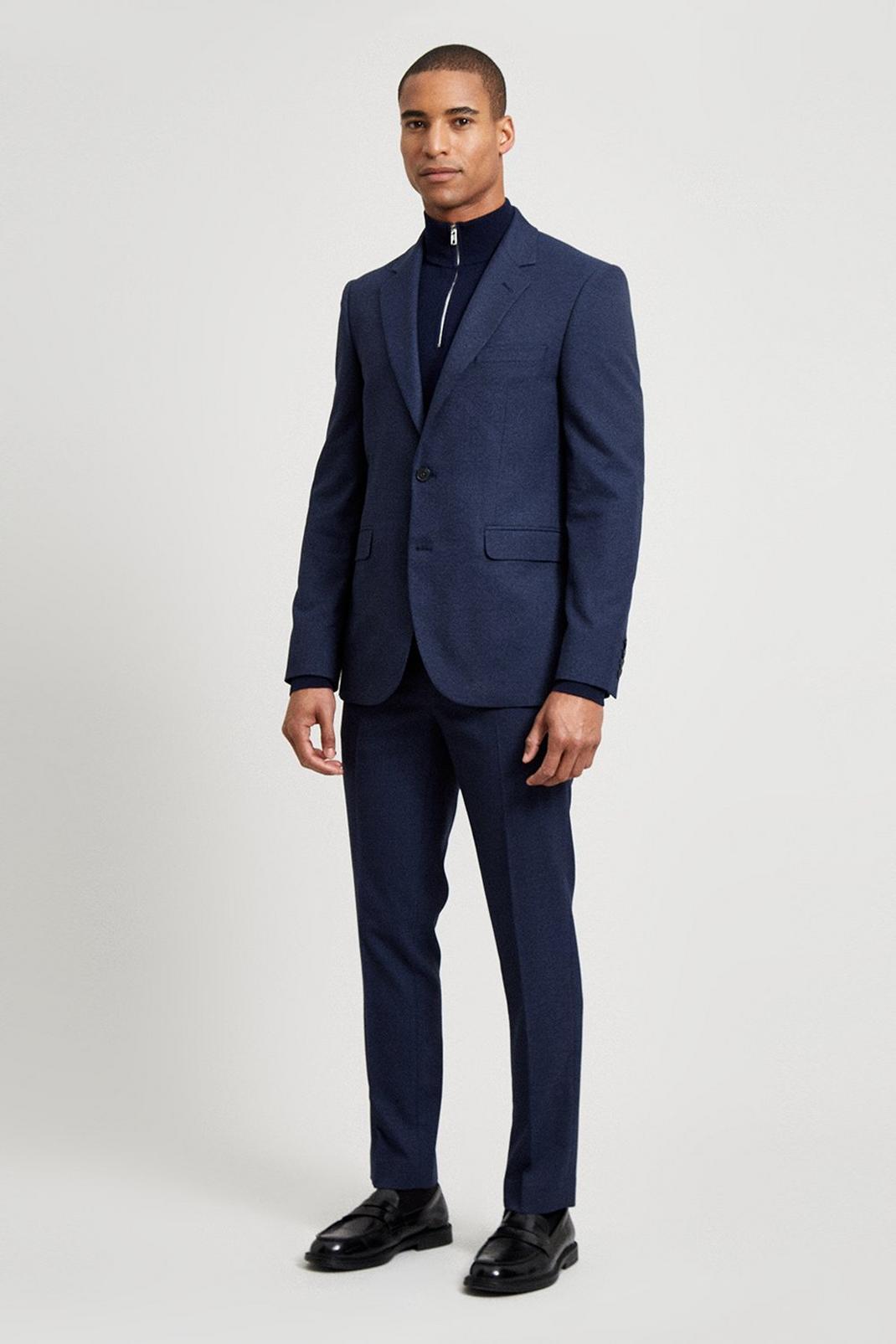 148 Navy Marl Slim Fit Suit Blazer image number 2