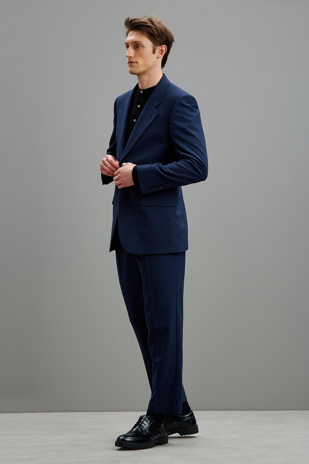 148 Navy Marl Relaxed Fit Suit Blazer image number 2