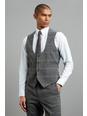 131 Brown Saddle Check Scoop Neck Waistcoat