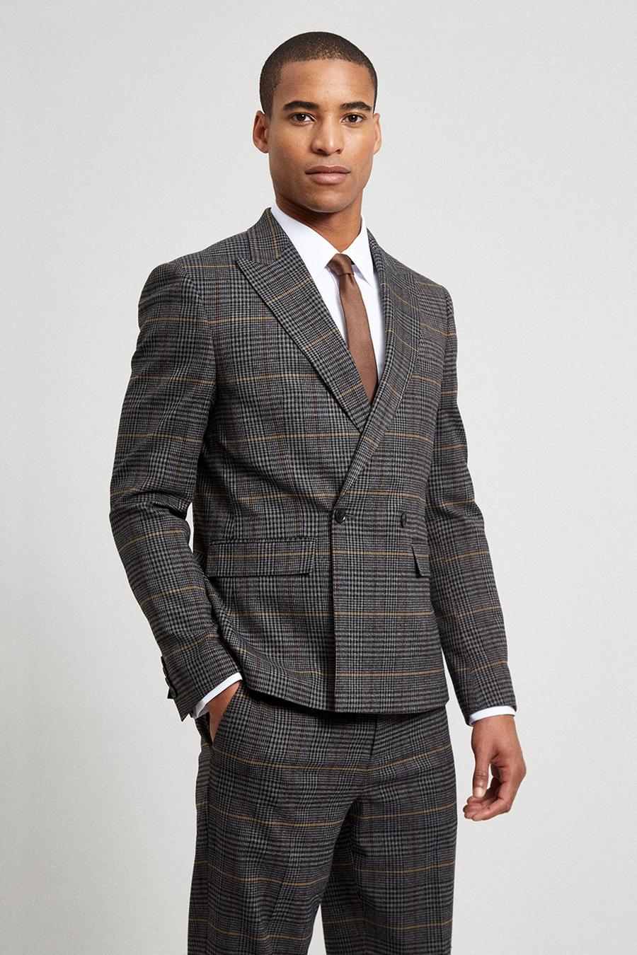 Tan Highlight Check Two-Piece Suit