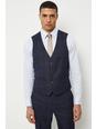 Mid blue Tailored Fit Navy Heritage Check Waistcoat
