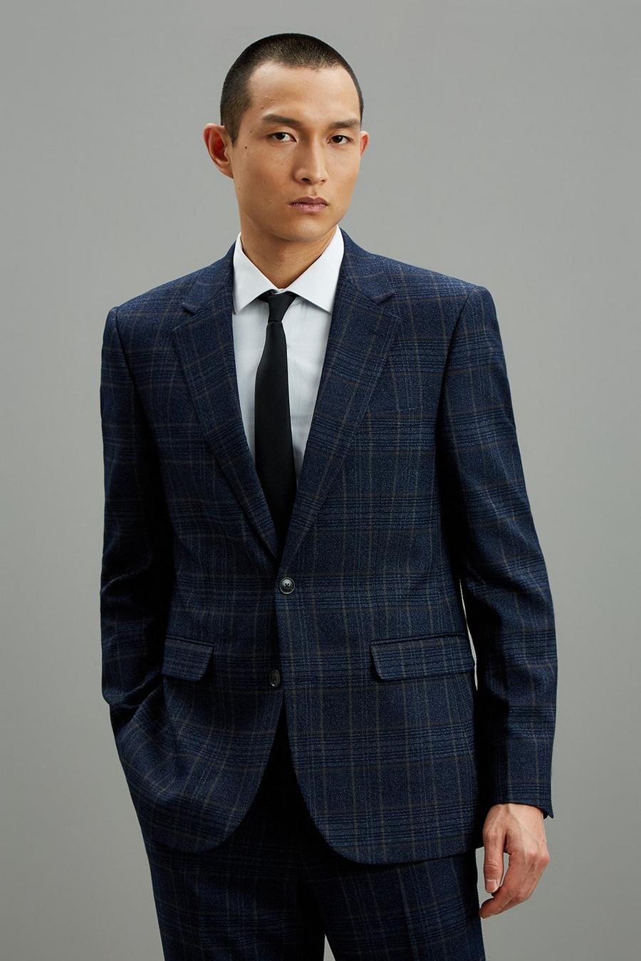 Slim Fit Navy Heritage Check Two-Piece Suit