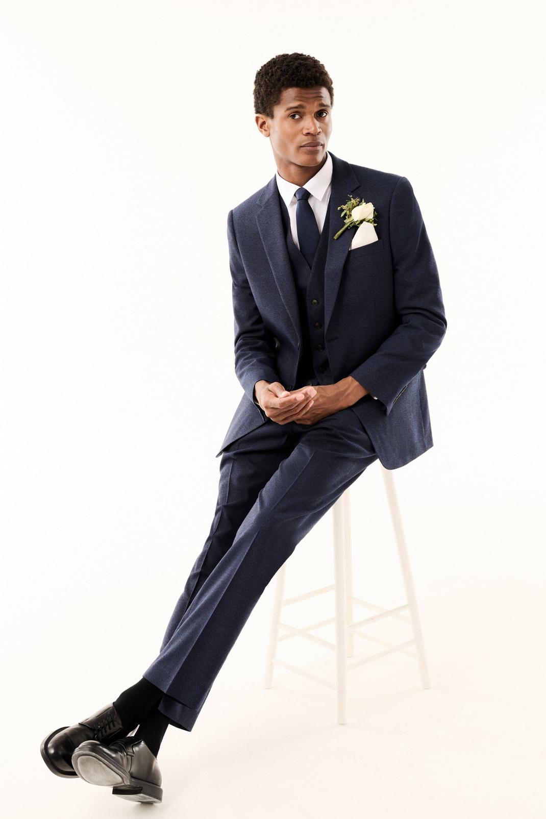 Navy Marl Tailored Fit Two-Piece Suit image number 2