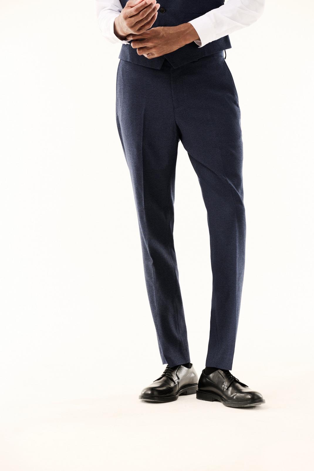 Tailored Fit Navy Marl Trouser image number 1