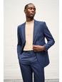 Navy Highlight Check Skinny Fit Suit Jacket