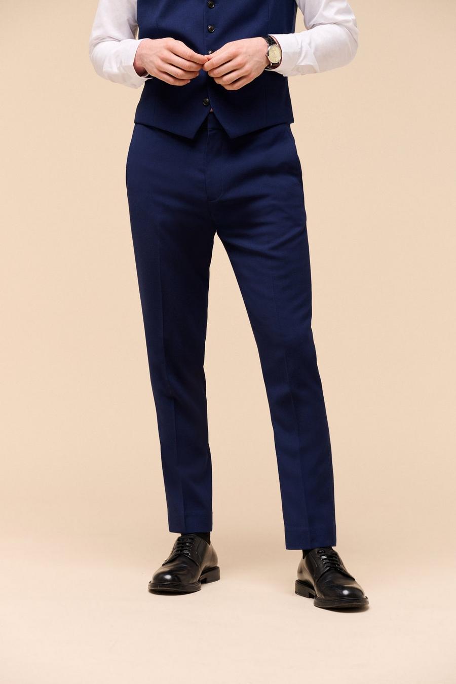 Navy Texture Skinny Suit Trouser