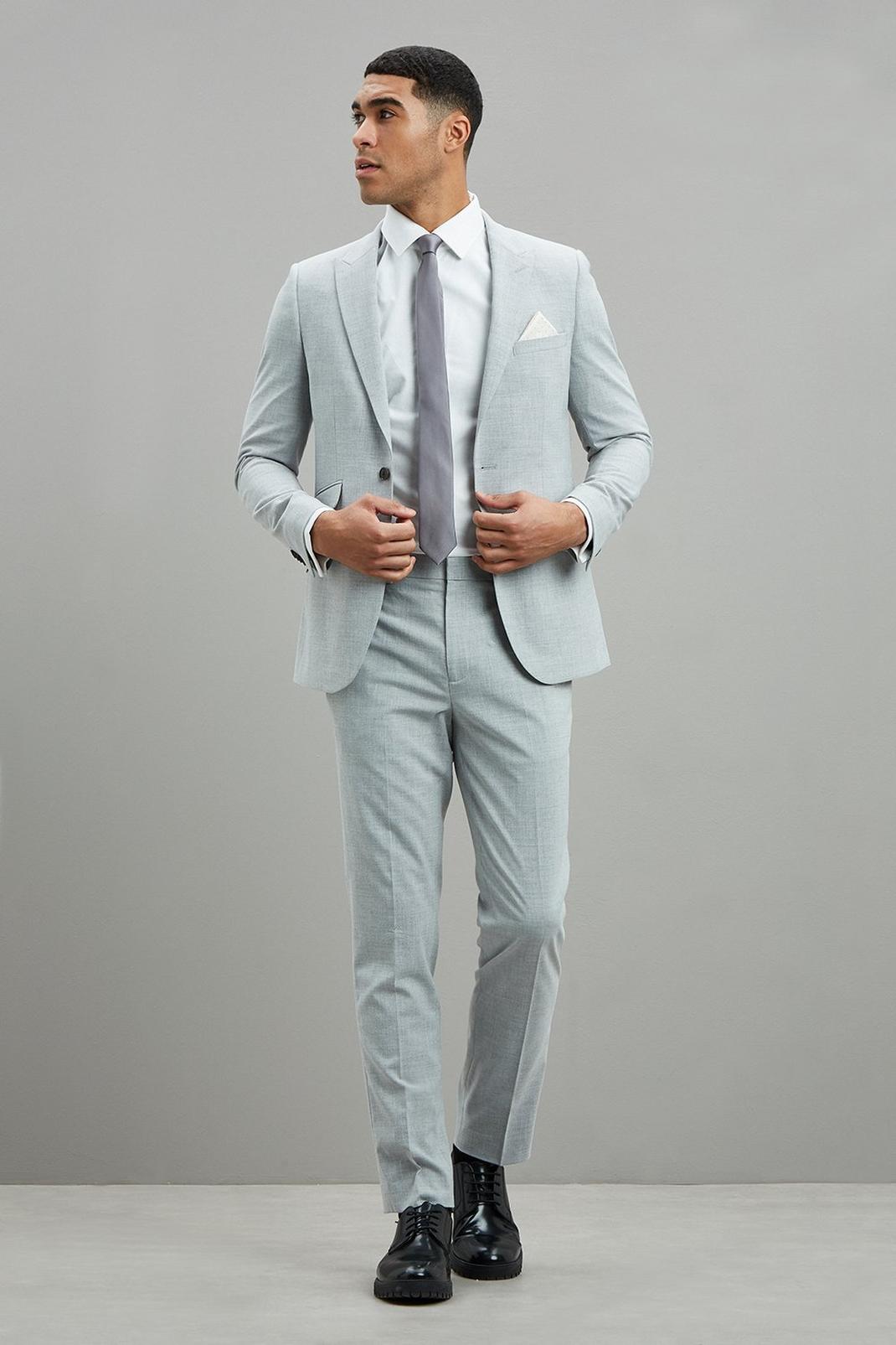 508 Slim Fit Light Grey Marl Texture Trouser image number 2