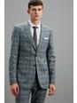 Mid grey Skinny Fit Grey Fine Check Suit Jacket