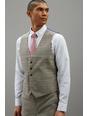 996 Sand And Navy Check Skinny Fit Suit Waistcoat
