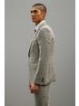 996 Sand And Navy Check Skinny Fit Suit Blazer
