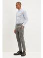 Mid grey Skinny Fit Grey Fine Check Trouser