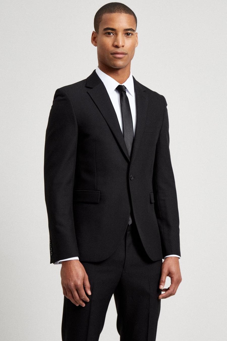 Black Super Skinny Bi-stretch Suit Blazer