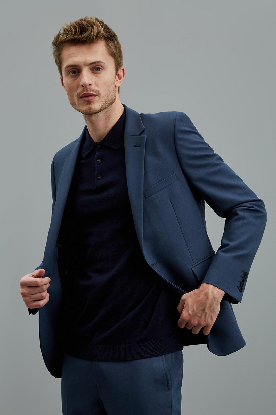 Super Skinny Blue Bi-Stretch Suit Jacket image number 1