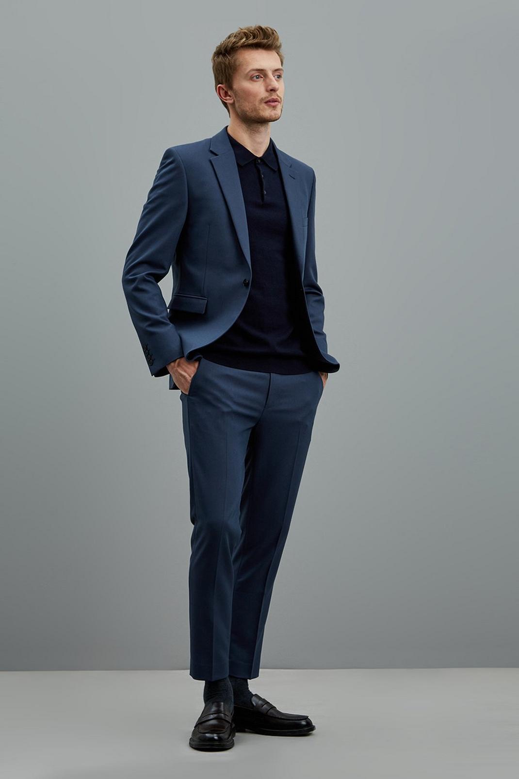 106 Blue Super Skinny Bi-stretch Suit Blazer image number 2