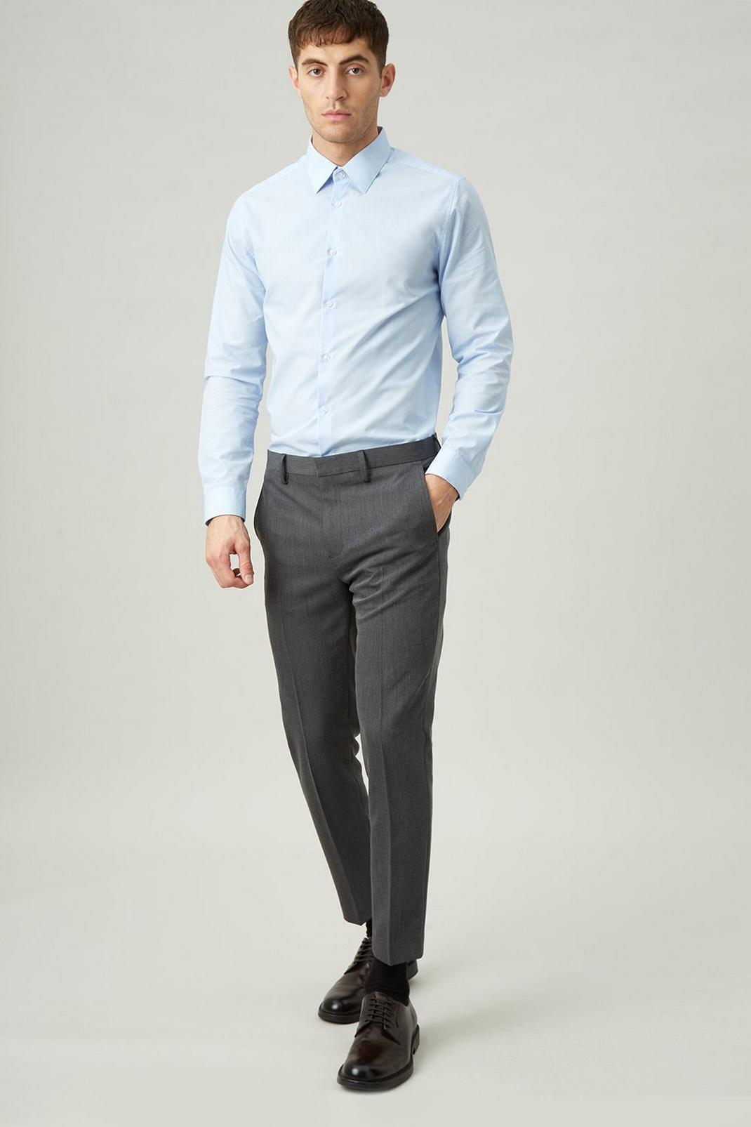Charcoal Super Skinny Crop Dark Grey Bi-stretch Suit Trouser image number 1