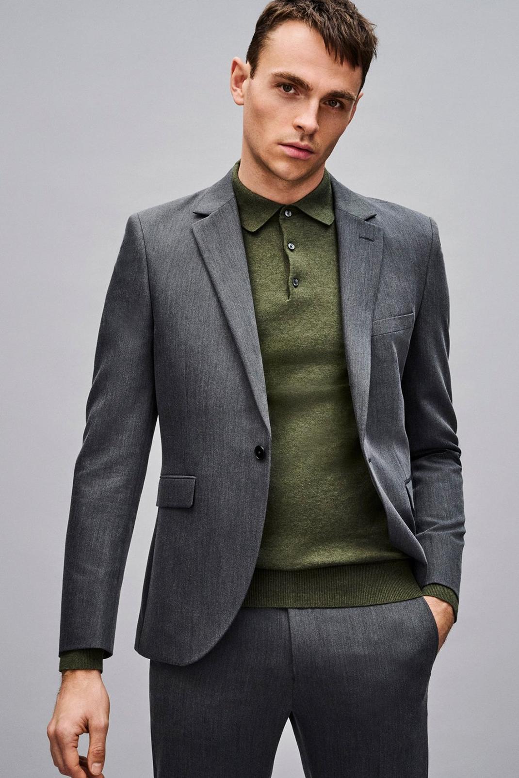 Charcoal Skinny Bi-stretch Suit Jacket image number 1
