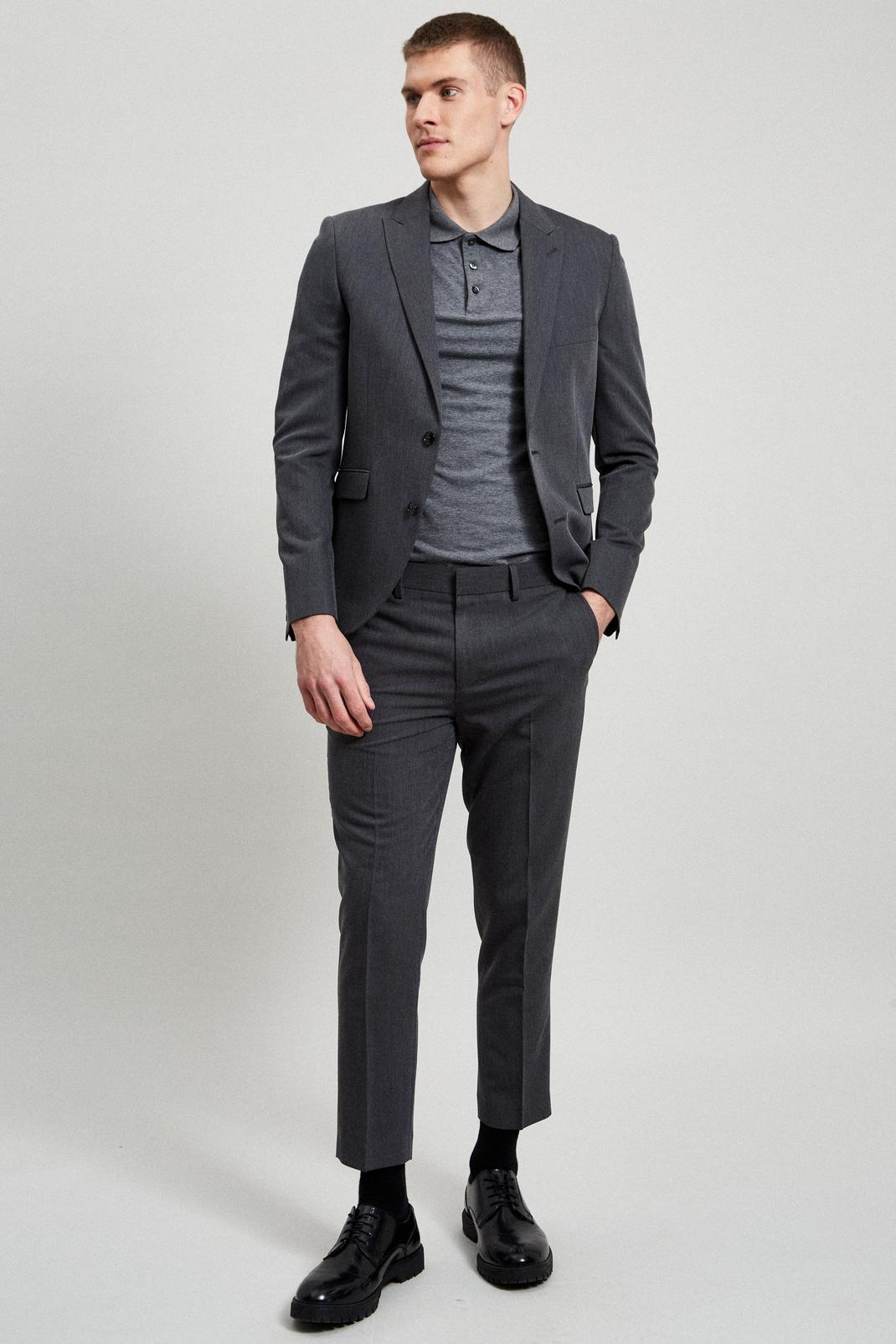 115 Charcoal Skinny Bi-stretch Suit Blazer image number 2