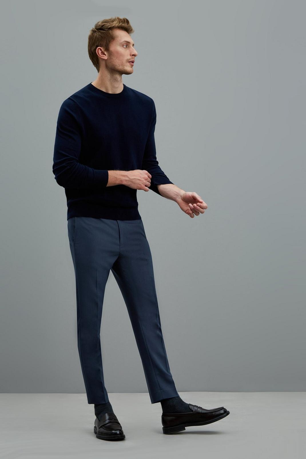 106 Blue Super Skinny Bi-stretch Crop Suit Trouser image number 1