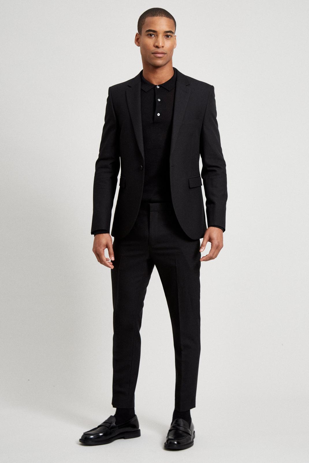 105 Black Super Skinny Bi-stretch Crop Suit Trous image number 2