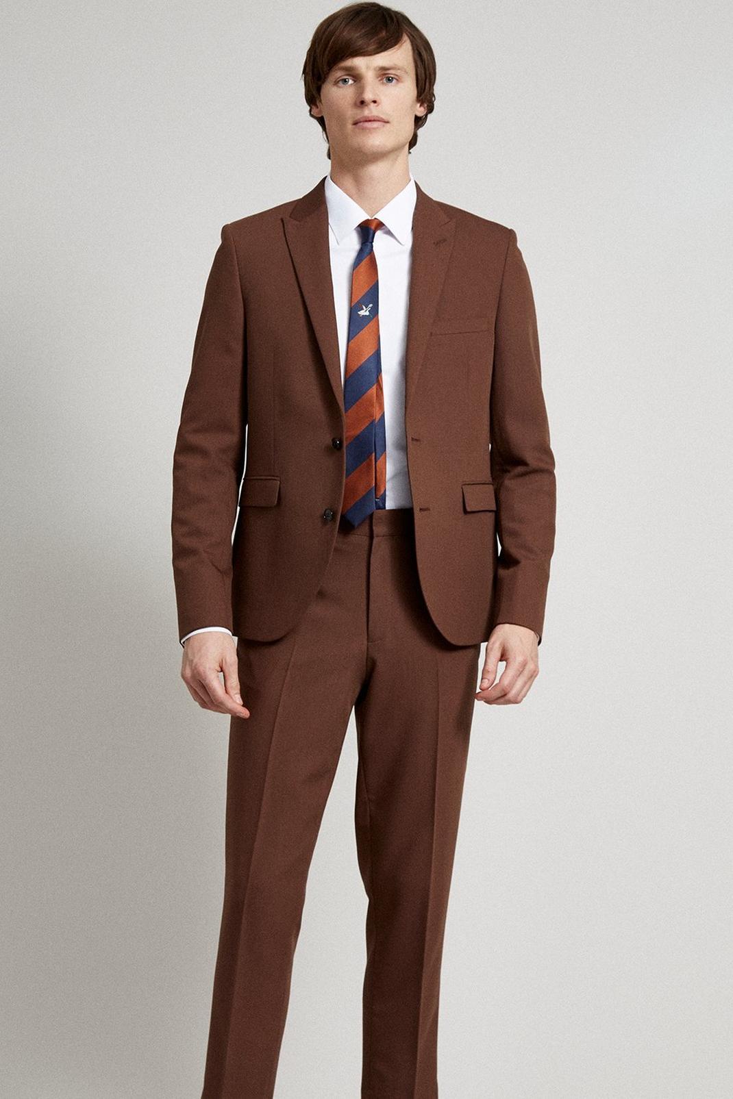 109 Brown Skinny Crop Bi-stretch Suit Trouser image number 2