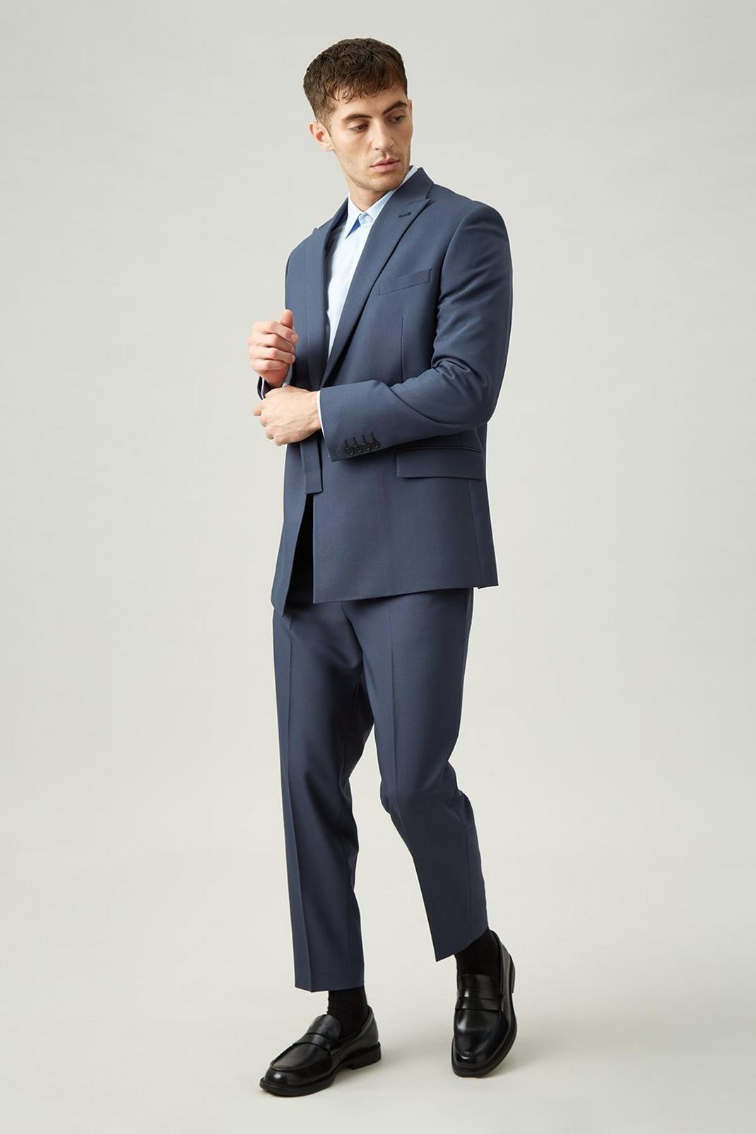 106 Blue Relaxed Tapered Bi-stretch Suit Trouser image number 2